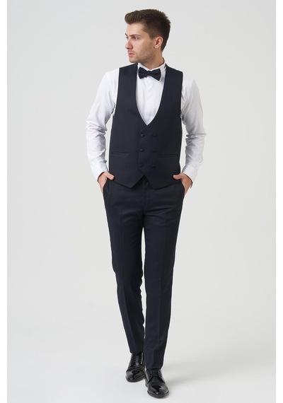 White Stone Houston D2404 Slim Fit 6 Drop Damatlık Takım Elbise Lacivert - Laci Lacivert