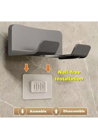 Saç Kurutma Makinesi Tutucu Banyo Organizeri: Duvara Monte Edilebilir, Pratik Depolama Çözümü Antrasit