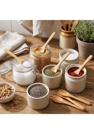 12'li Bambu Mini Kaşık Seti 13 Cm, Baharat, Bal, Reçel, Kahve Ve Servis Kaşığı, Küçük Kavanozlar İçin Doğal