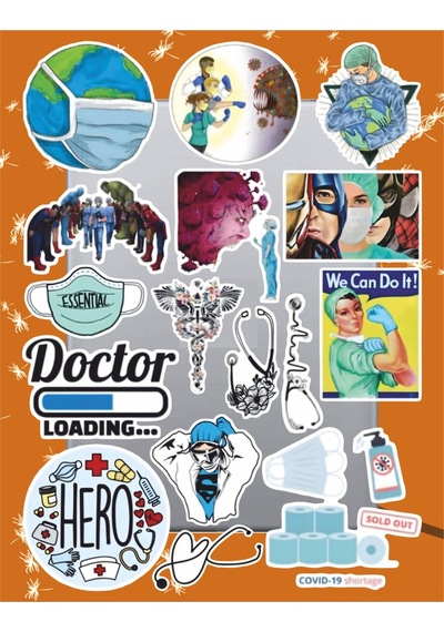Sağlıkçı Temalı Sticker Seti Laptop Ajanda Notebook Tablet Telefon Defter Etiket Bullet Journal Diğer