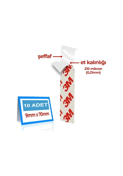 3m Hazır Kesim Şeffaf Çok Güçlü 9mmx70mm Bant 10'li