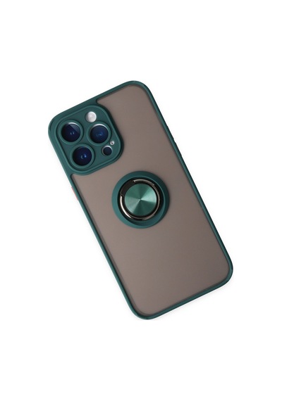 Apple iPhone Uyumlu  14 Pro Max Kılıf Montreal Yüzüklü Silikon Kapak -  Yeşil