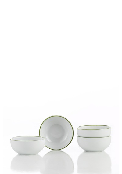 Kütahya Porselen Bone Multi Bellis 4 Parça 8 Cm Kase Beyaz - Yeşil