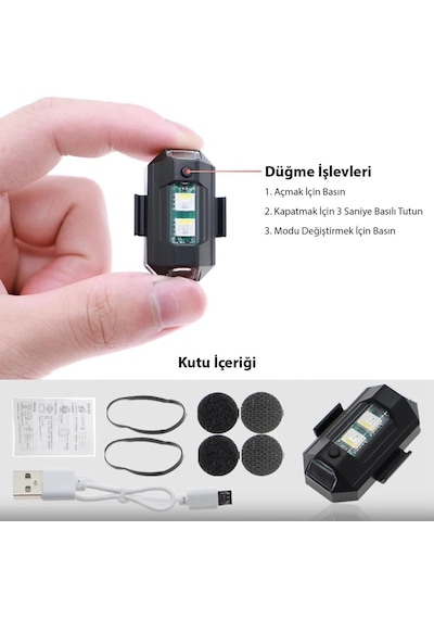 Rgb Manyetik 7 Renk Drone Bisiklet Motorsiklet Şarjlı Mini Led Lamba
