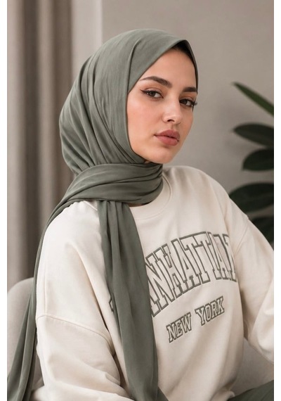 Aişe Tesettür Kuşkonmaz Yeşili Çıtçıtlı Şal