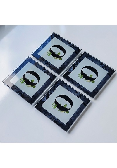 Decorita Cam Bardak Altlığı O Harfli Tasarım 4'lü Takım 10 x 10 CM Çok Renkli
