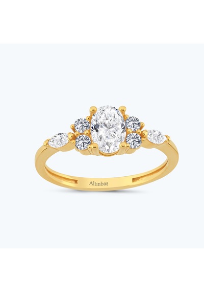Altınbaş 22 Ayar Altın Oval Tektaş Yüzük Byz0167-25938 Çok Renkli