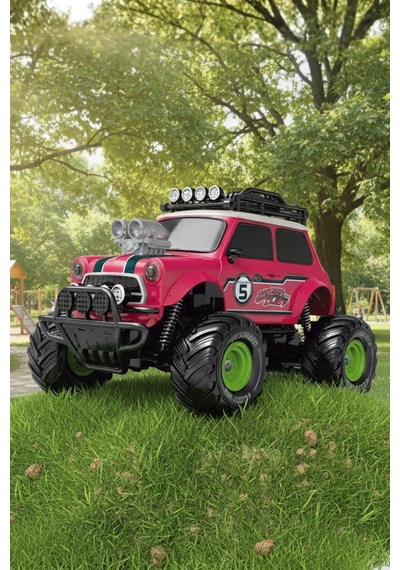 Koyu Pembe Uzaktan Kumandalı Full Fonksiyon Şarjlı Işıklı Off-road Oyuncak Araba 27.5 Cm
