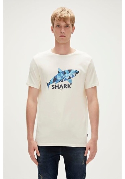 Bad Bear Shark Erkek Tişört-6484 Off-white Kırık Beyaz