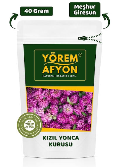 Yörem Afyon Meşhur Giresun Yayla Mahsulü Tomurcuk Kızıl Yonca Kurusu, Çayır Üçgülü Trifolium Pratense 40gr.