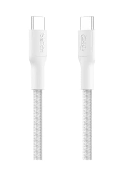 Eco Örgülü Usb-c - Usb-c Kablosu, 1 M, 240 W, Yumuşak, Esnek Hızlı Şarj Kablosu, 16, Galaxy S25, 9, Macbook, İpad Pro Ve Daha Fazlası İçin Tip-c Şarj Kablosu - Beyaz Usb 2.0