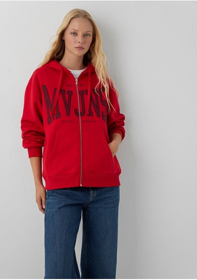 Mavi Logo Baskılı Sweatshırt Acı Kırmızı Kırımızı Kadın Sweatshirt M1s10421-82054