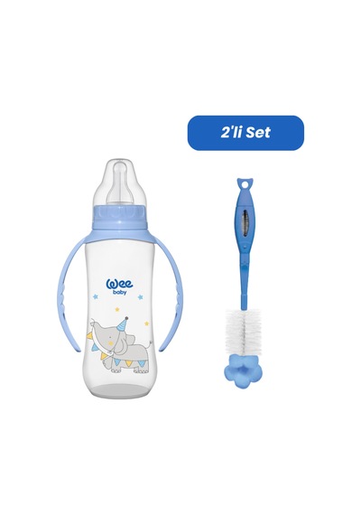 Wee Baby Klasik Kulplu Pp Biberon 270 Ml - Mavi Temizleme Seti