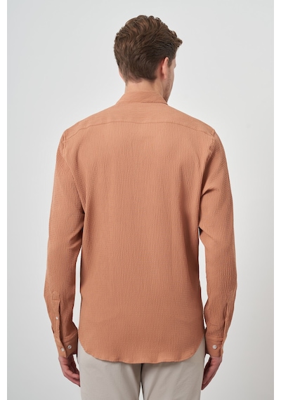 Morven Erkek Tarçın Gofre Trend Desenli Dynamic Fit İtalyan Yaka Gömlek 25ms004023850 Tarçın Tarçın