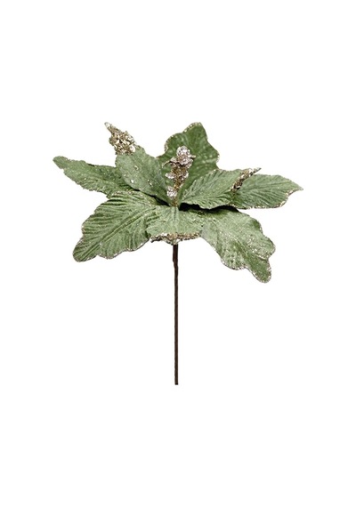 Yılbaşı Ponsetya Pike Simli Su Yeşili 27 Cm