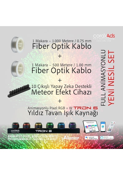 Vıp Yıldız Tavan Fiber Optik Starlıght Minibüs Kayan Yıldızlı Set - Kayan Yıldızlı - Eko Pro Çok Renkli