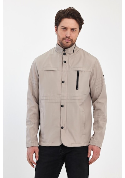 Sivaist Erkek Açık Krem Regular Uzun Mevsimlik Pamuk Polyester Karışımlı Safari Mont - Taş Rengi Taş