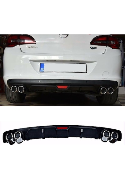 Opel Astra J Sedan Siyah Difüzör 4 Krom Egzoz Görünümlü Difizör Arka Ek Body Kit