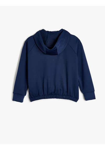 Koton Kapşonlu Fermuarlı Sweatshirt Uzun Kollu Beli Lastikli Modal Kumaş Lacivert 5wkg10429ak Lacivert