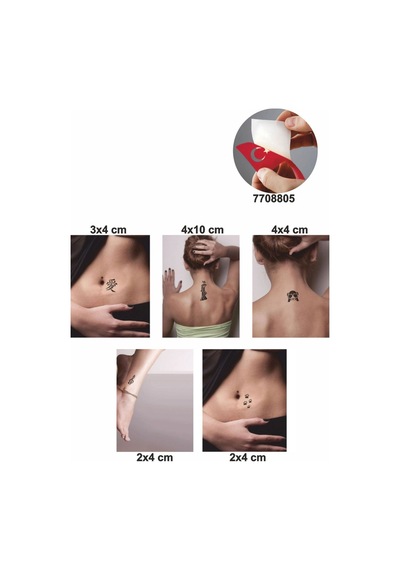 Enhavalı Uzak Doğu Modelleri Geçici Dövme Kına Şablonu 5'li