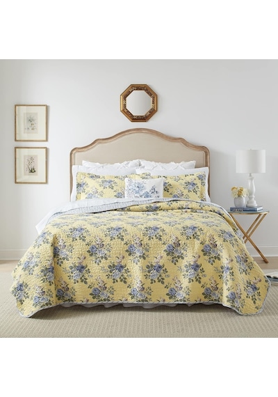 Laura Ashley Linley Yorgan Takımı, King Boyut Nevresim Takımı Sarı 96x108