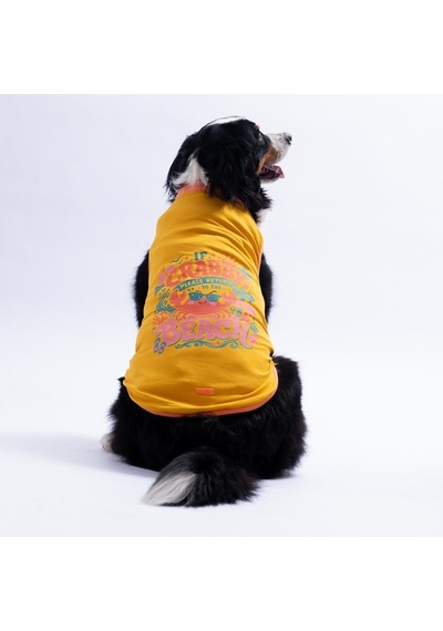 Sarı Crabby Beach Büyük Köpek Tişörtü - Köpek Kıyafeti 15 Kg-45 Kg