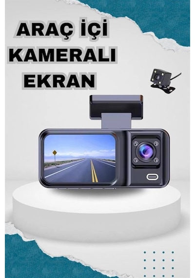 Mey İthalat Ön Ve Arka Kameralı 2 İnç 1080p Full Hd Dvr Araç İçi Ekran 88067289