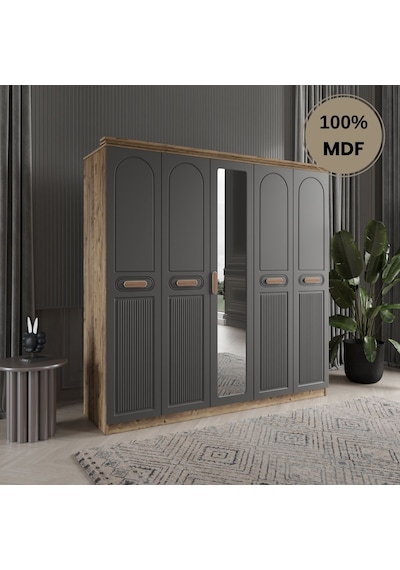 Pera 5 Kapak Mdf Gardırop Antrasit