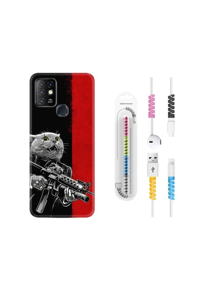 Infinix Hot 9 Kılıf Kablo Koruyuculu Çılgın Kedi 1674