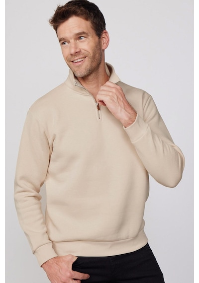 Tudors Unisex Relax Fit Rahat Kesim Pamuklu İçi Polarlı Yarım Fermuarlı Ekru Dik Yaka Sweatshirt-29414 Ekru Tudors Unisex Relax Fit Rahat Kesim Pamuklu İçi Polarlı Yarım Fermuarlı Ekru Dik Yaka Sweatshirt-29414 Ekru