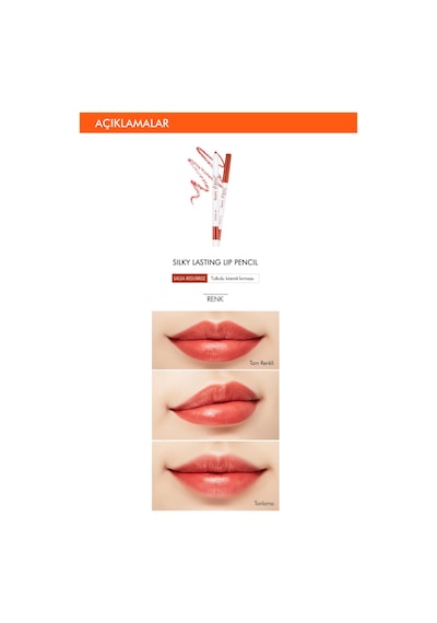 Missha Silky Lasting Lip Pencil İpeksi Dokuda Kalıcı Dudak Kalemi BR02/Salsa Red