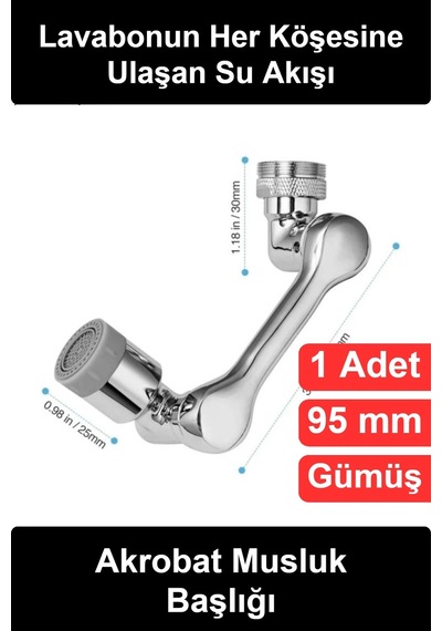 Muslukbaşlığı Akrobat Musluk Başlığı 1080 Derece Dönebilen Robotik Kol Perlatör Çift Fonksiyonlu Fı