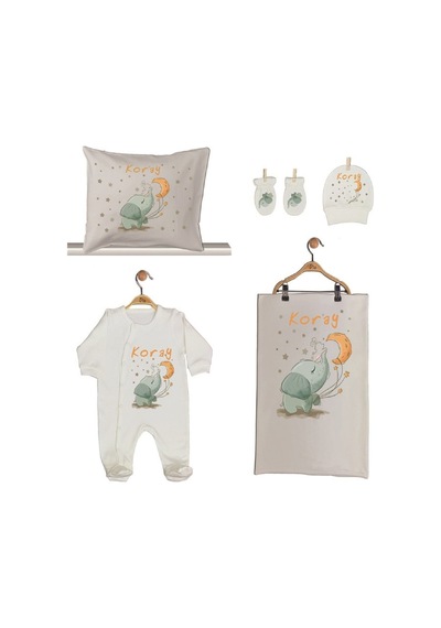Pia Baby Gl 1925-02 İsme Özel Beşli Tulum Set Krem