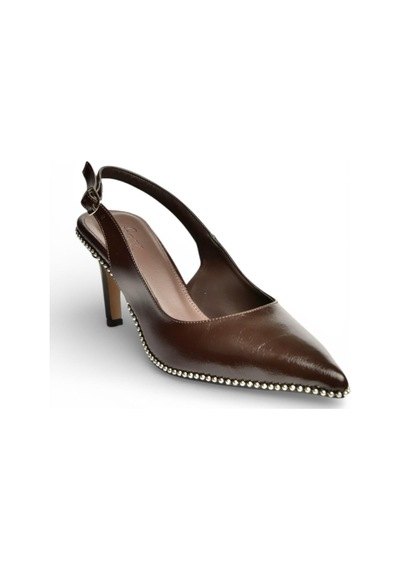 Fox Shoes Y572099760 Kahverengi Rustik İnce Topuklu Kadın Ayakkabı Kahverengi
