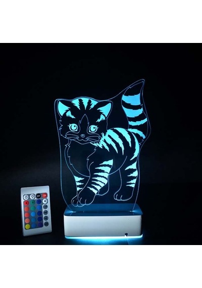 Özel Tasarım Sevimli Kedi 3D Led Lamba