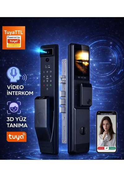 Novarex Pro Akıllı Kapı Kilidi Yüz Tanıma, Parmak İzi, Şifre, Kart Ve Tuya Uygulama Destekli