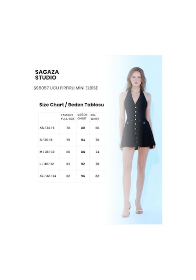 Sagaza Studio Ss6057 Boyundan Bağlamalı Önden Düğmeli Etek Ucu Fırfırlı Mini Elbise Siyah Sagaza Studio Ss6057 Boyundan Bağlamalı Önden Düğmeli Etek Ucu Fırfırlı Mini Elbise Siyah