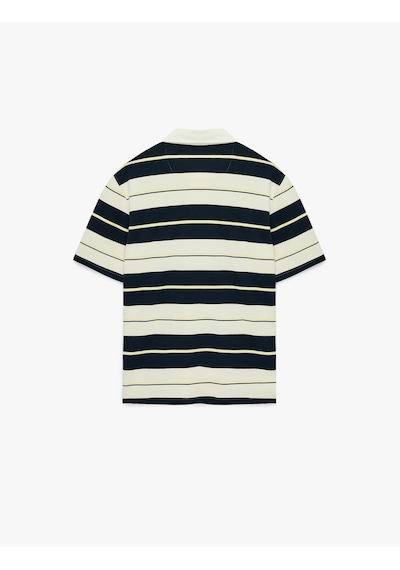 Koton Regular Fit Kısa Kollu Çizgili Polo Yaka Tişört Lacivert Çizgili 6sam10372mk