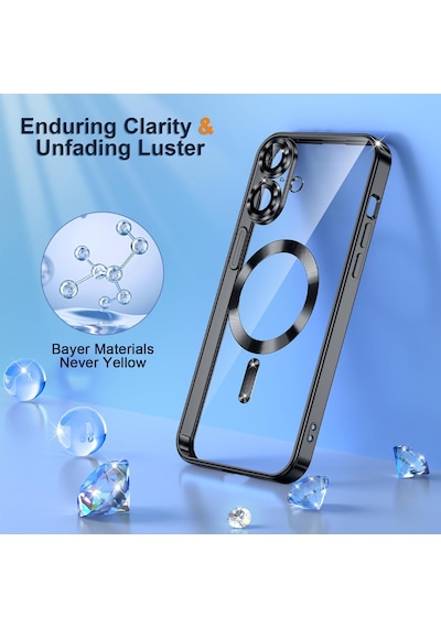 Teknomoda Apple Uyumlu iPhone 17 Kılıf Kamera Lens Korumalı Renkli Magsafe Şeffaf Silikon Mavi Mavi