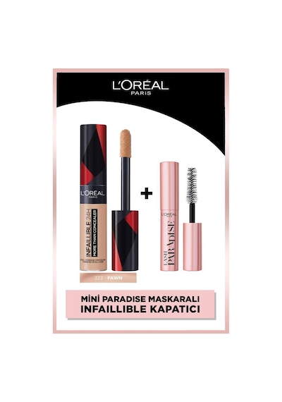 L'Oréal Paris Infaillible 24H Tüm Yüze Uygulanabilir Kapatıcı 323 Fawn + Mini Paradise Maskara