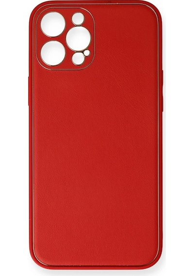 Apple Uyumlu iPhone 12 Pro Max Kılıf Coco Deri Silikon Kapak Kırmızı/