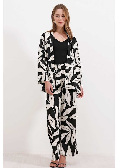 Bigdart Gabria Desenli Kimono Takım Siyah
