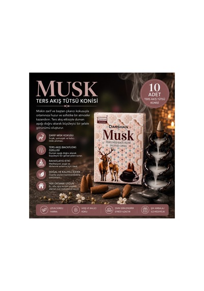Darshan Musk Ters Akış Backflow Tütsü Konisi 10'lu Paket