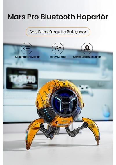 Gravastar Mars Pro 20w Bluetooth Hoparlör, Taşınabilir Stereo Ses Bombası, Rgb Işıklı, 2 Adet, Sarı