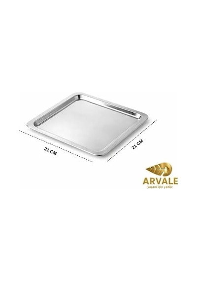 6 Adet Lüx Kare Paslanmaz Çelik Sunum Tepsini 21x21cm Kahve Servis Sunum Tepsisi &amp Amp Tabağı Gümüş Diğer