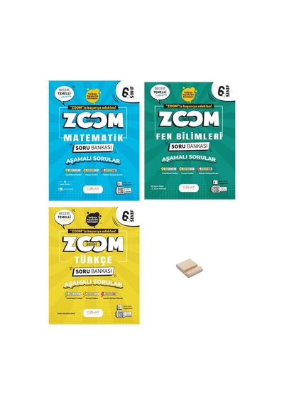 6. Sınıf Zoom Matematik Fen Bilimleri Ve Türkçe Soru Bankası 3lü Set + Telefon Standı