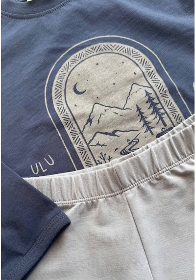 Cigit Oversize Uzun Kollu T-shirt Takım 2-8 Yaş Lacivert