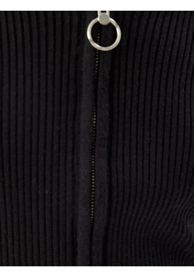 Koton Fermuarlı Hırka Uzun Kollu Slim Fit Siyah 5wal90037ıt