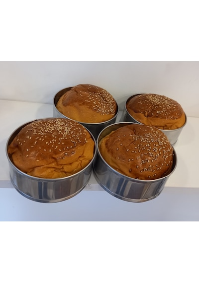 Renuzu Ponçik Ekmek & Hamburger Ekmek Kalıbı 6 Lı Genişlik 8,5cm Derinlik 3,5cm Paslanmaz Krom 304 Metal