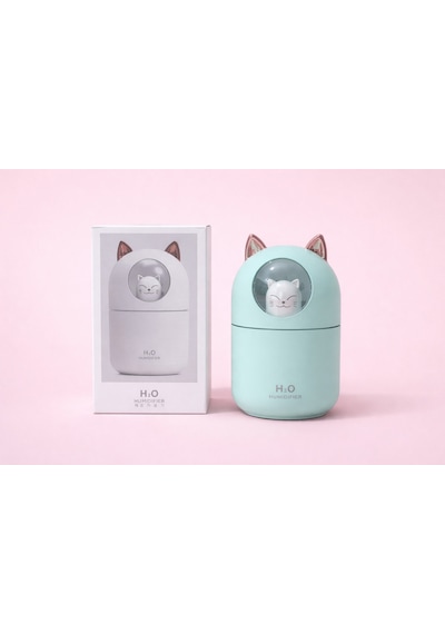 Orjinal Led Işıklı Kedi Temalı Hava Nemlendirici Buhardanlık Ev Tipi Ve Araç İçi Mobil